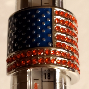 US Faux Silver Blue‎ With Red Rhinestones Size 7.5 NWT